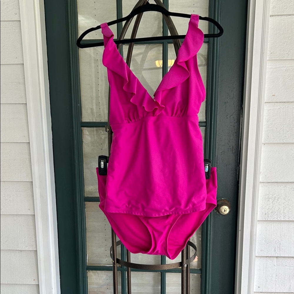 Women's Pink Ruffled Swimsuit